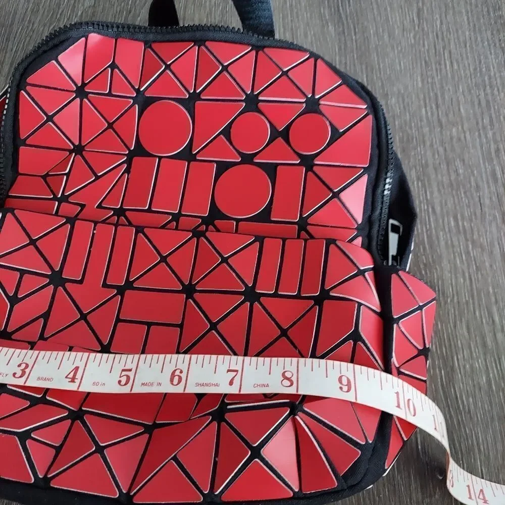 NEW Red & Black Geometric Backpack